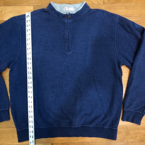 Peter Millar 1/4 Zip Long Sleeve Blue & Gray 100% Cotton Pullover Size XL - Picture 6 of 8